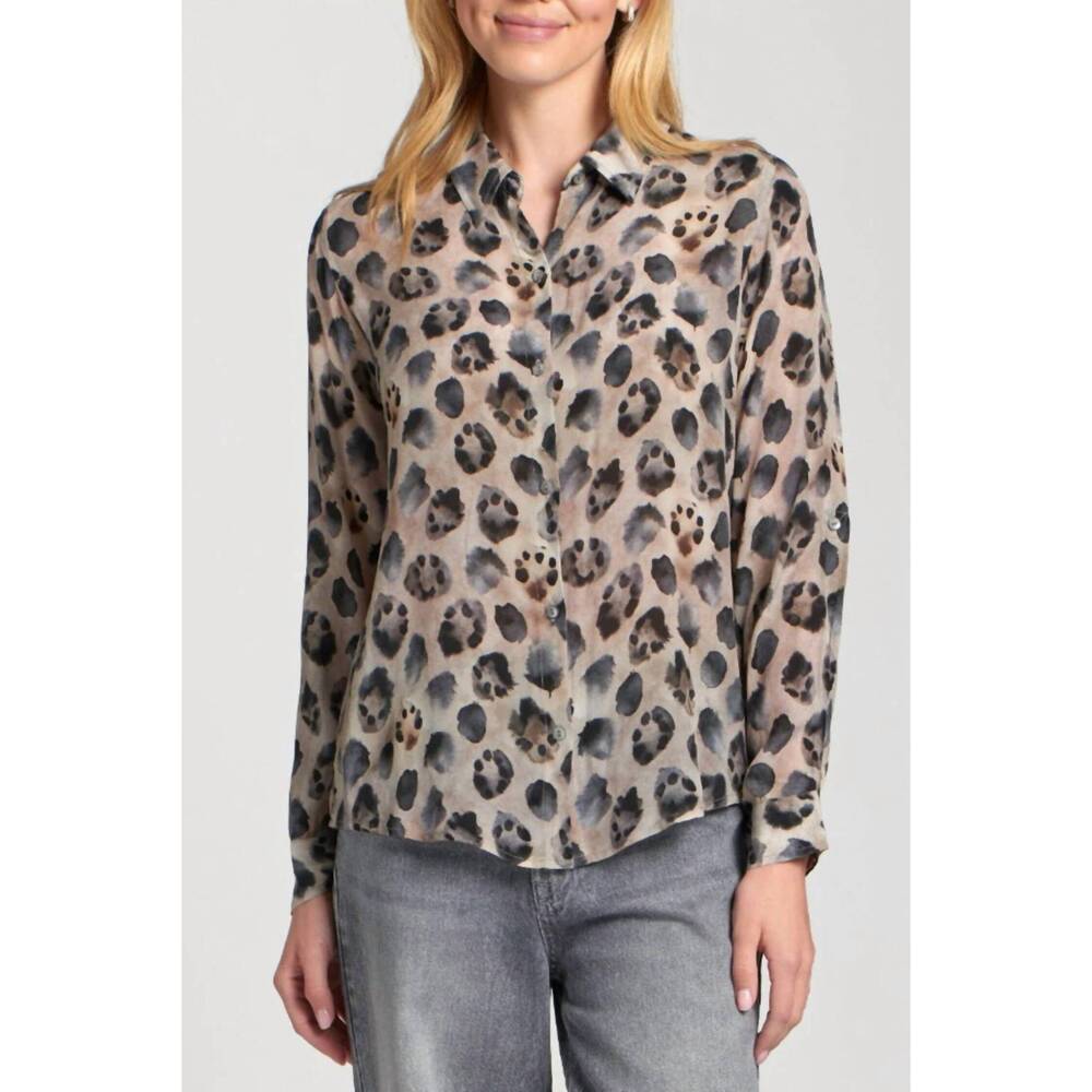 NEW APNY high road long sleeve blouse in latte